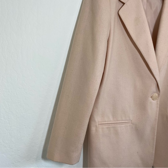 Sag Harbor Vintage Women’s 10 Pink Wool One Button V Neck Blazer Jacket - Picture 4 of 10